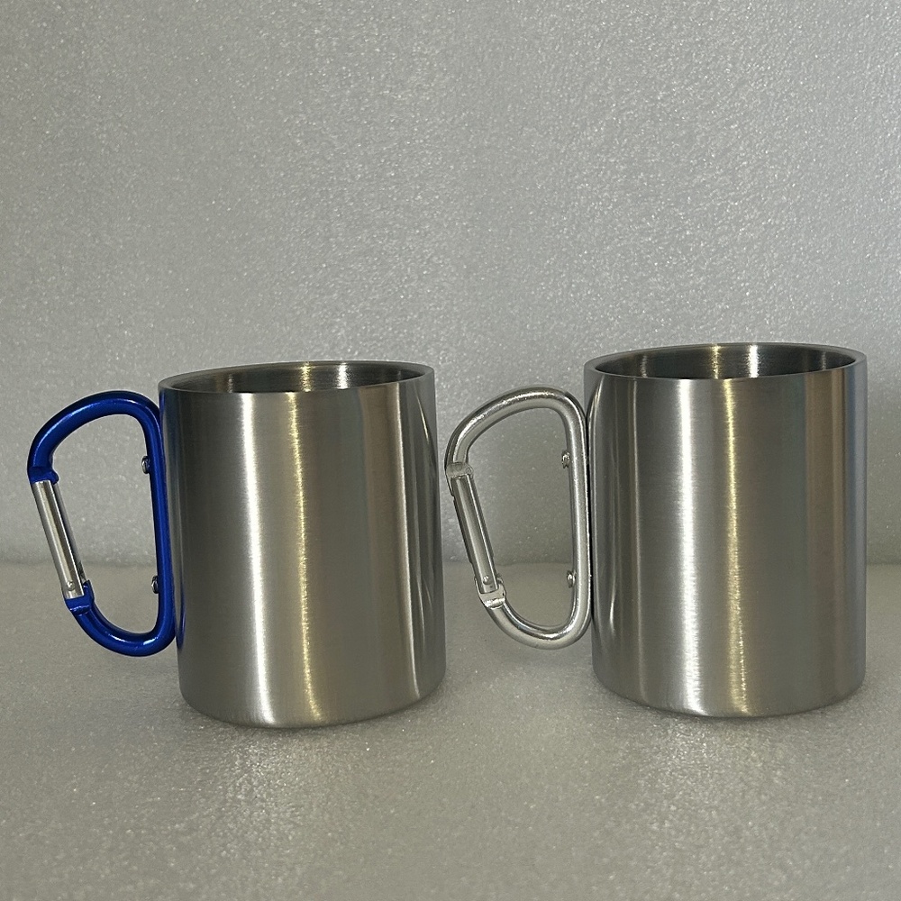Stainless Steel 10oz Camping Mug Portable Camping Cup w/ Handle 2pcs